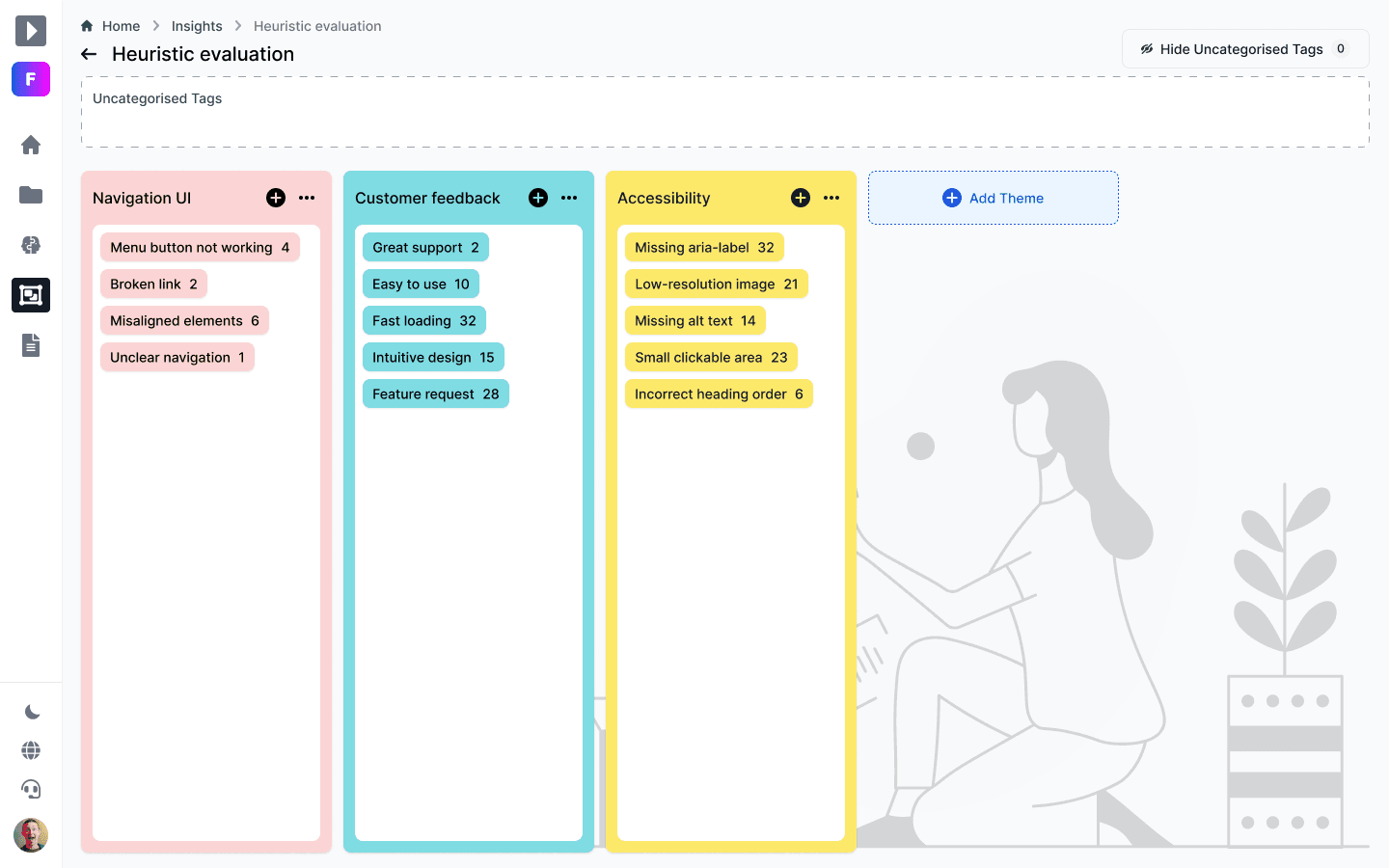 Fred insight tagging and thematic analysis interface